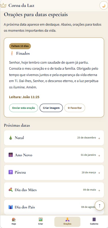 Orações para datas especiais
